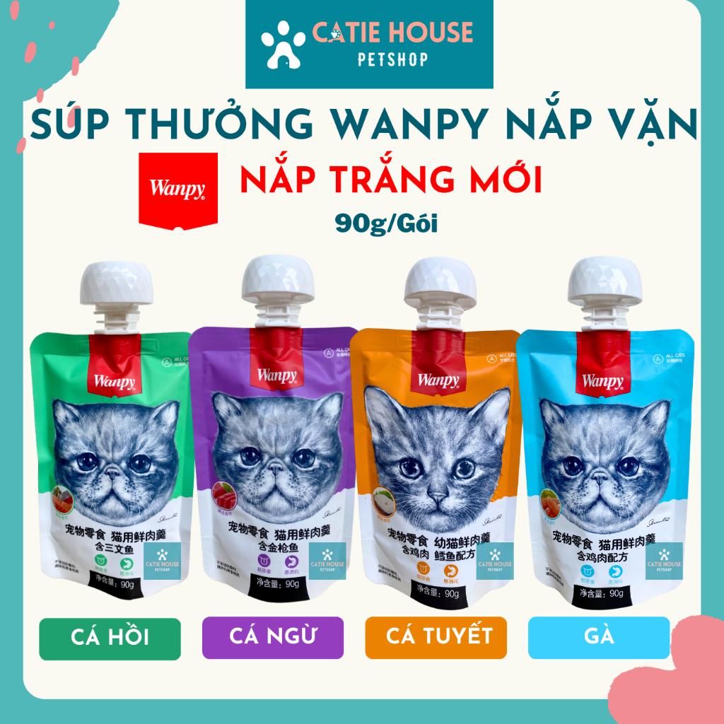Súp thưởng Wanpy tuýp 90g - Súp thưởng Wanpy cho mèo tuýp có nắp vặn 90g
