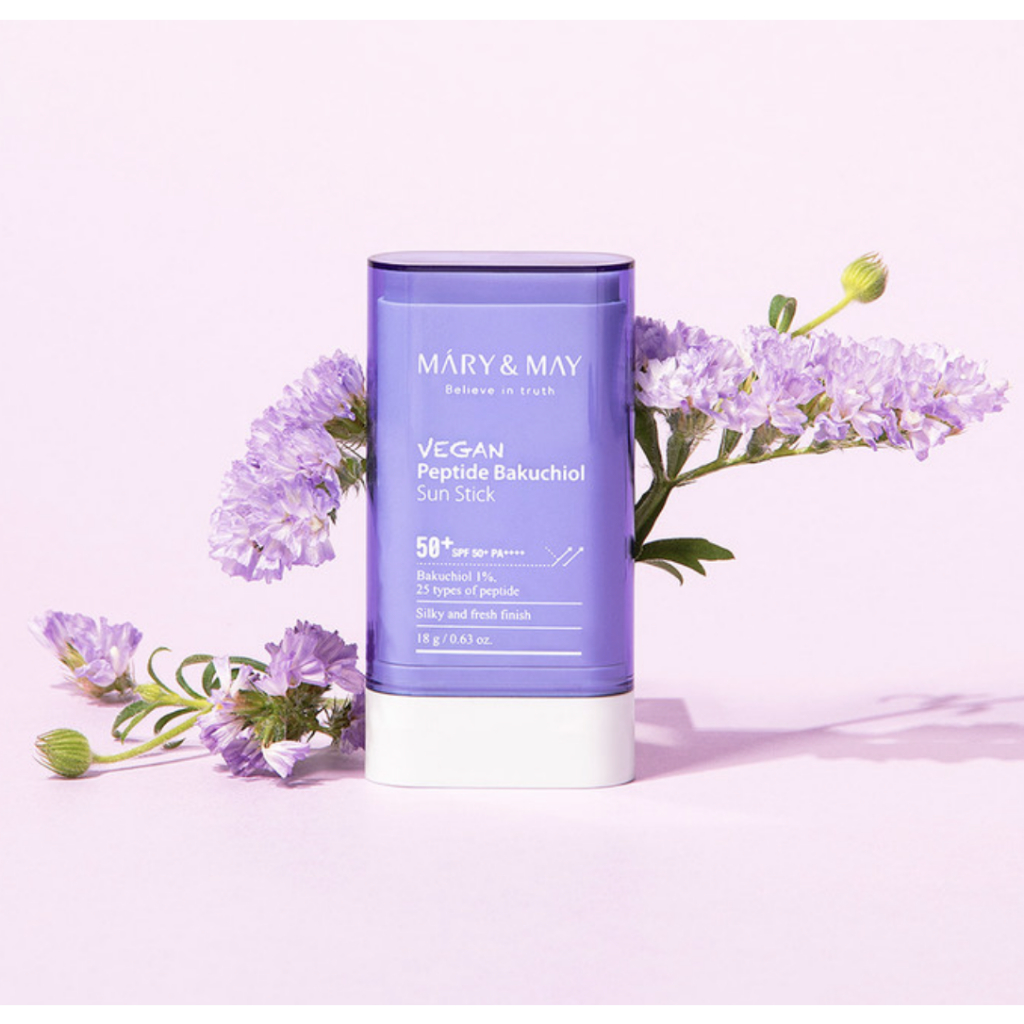 Sáp Chống Nắng Dưỡng Da Chống Lão Hóa Mary&May Vegan PEPTIDE BAKUCHIOL Sun Stick SPF50+ PA++++ 18g