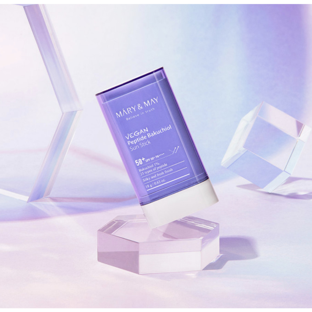 Sáp Chống Nắng Dưỡng Da Chống Lão Hóa Mary&May Vegan PEPTIDE BAKUCHIOL Sun Stick SPF50+ PA++++ 18g