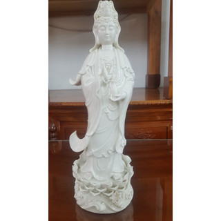 Tượng Quan Âm Bồ Tát gốm sứ , men trắng bóng, tượng quan âm sứ trắng, quan âm bồ tát, tượng gốm sứ