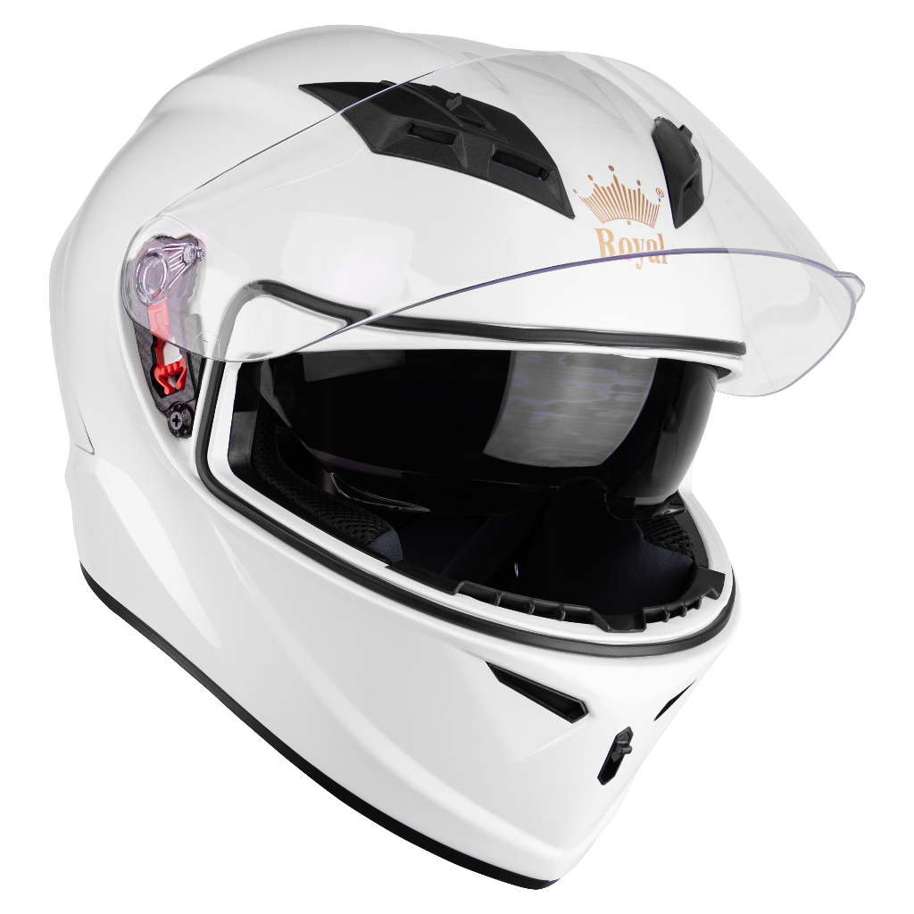 Mũ Bảo Hiểm Fullface 2 KÍNH Cao Cấp Royal M266 Màu Trắng Bóng - Hàng Chính Hãng - Bảo Hành 12 Tháng