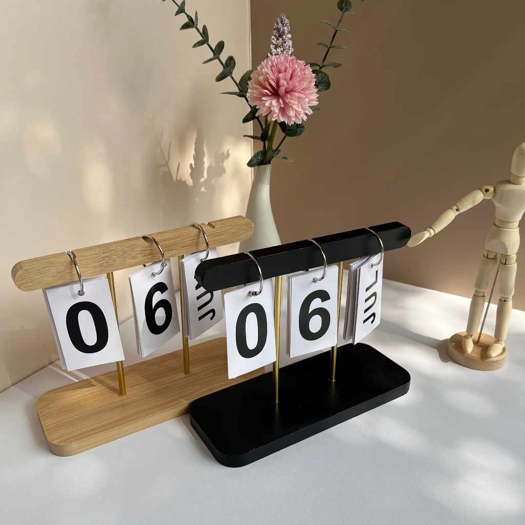 Lịch gỗ để bàn , lịch gỗ lật decor bàn làm việc phong cách Hàn Quốc , dùng trang trí bàn làm việc