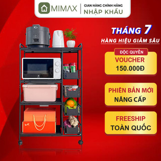 Kệ để đồ nhà bếp đa năng để lò vi sóng thông minh 3 4 tầng mimax kdn02, thép carbon xoay 360 kệ lò nướng