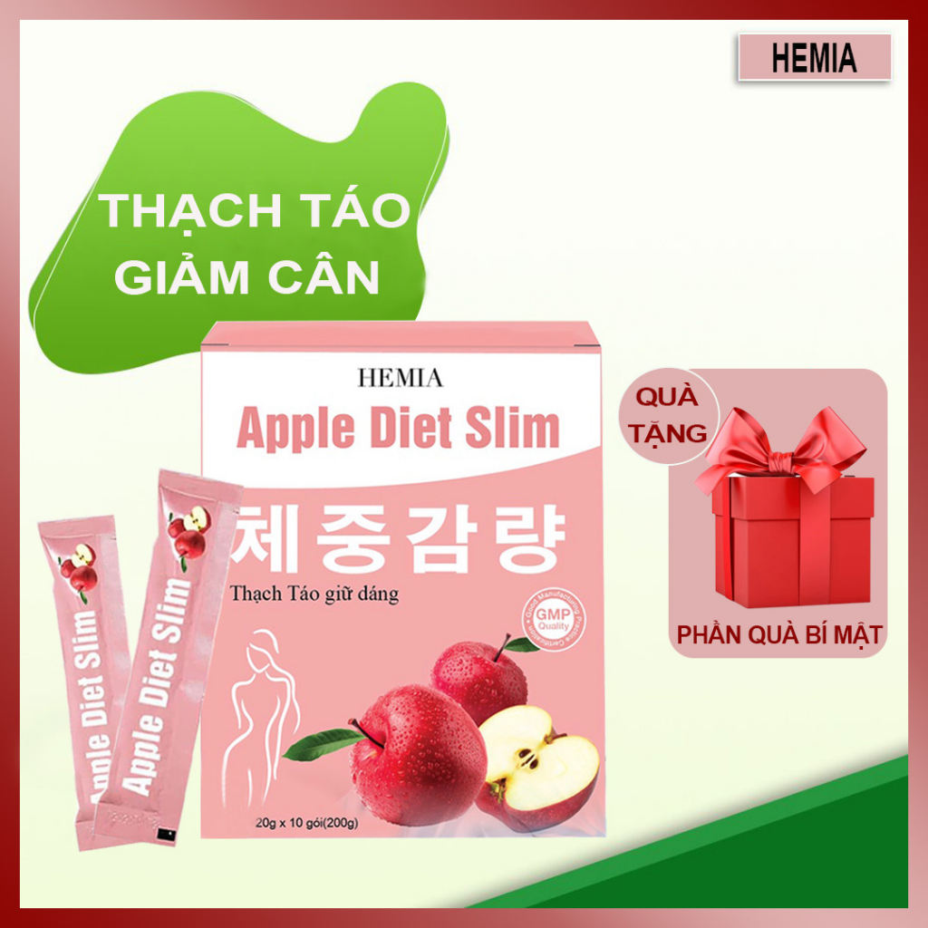 Thạch Táo Giảm Cân Hemia Apple Diet Slim Thạch Giảm Cân Hàn Quốc Hộp 10 Gói