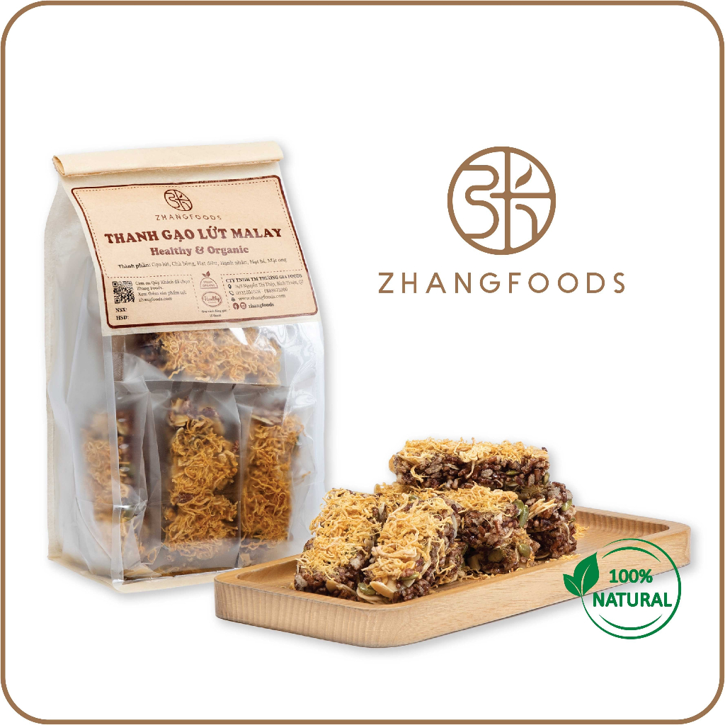 Thanh gạo lứt chà bông mix hạt dinh dưỡng Malay Healthy & Organic set 12 thanh - Zhangfoods