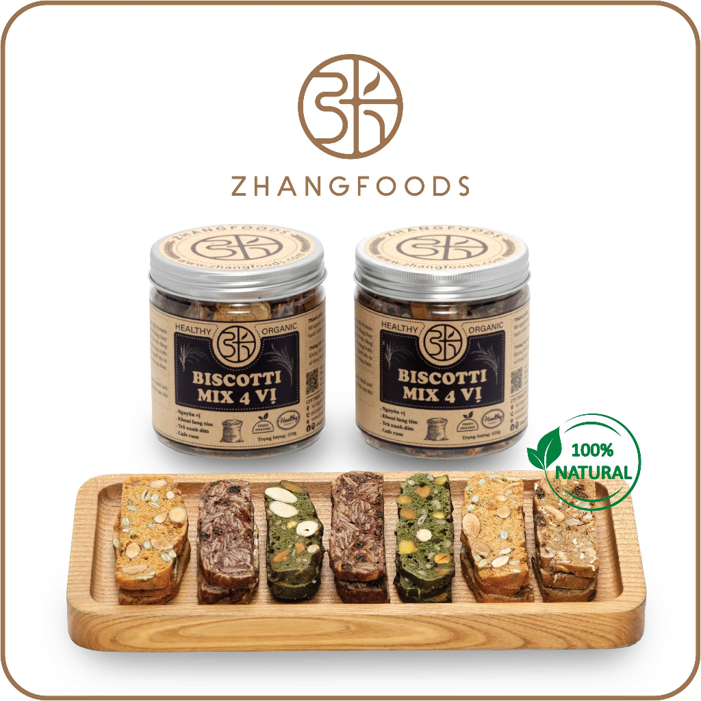 Bánh Biscotti Mix 4 Vị- Zhangfoods- Healthy & Organic-  Ăn Vặt- Eat Clean- Ăn Kiêng