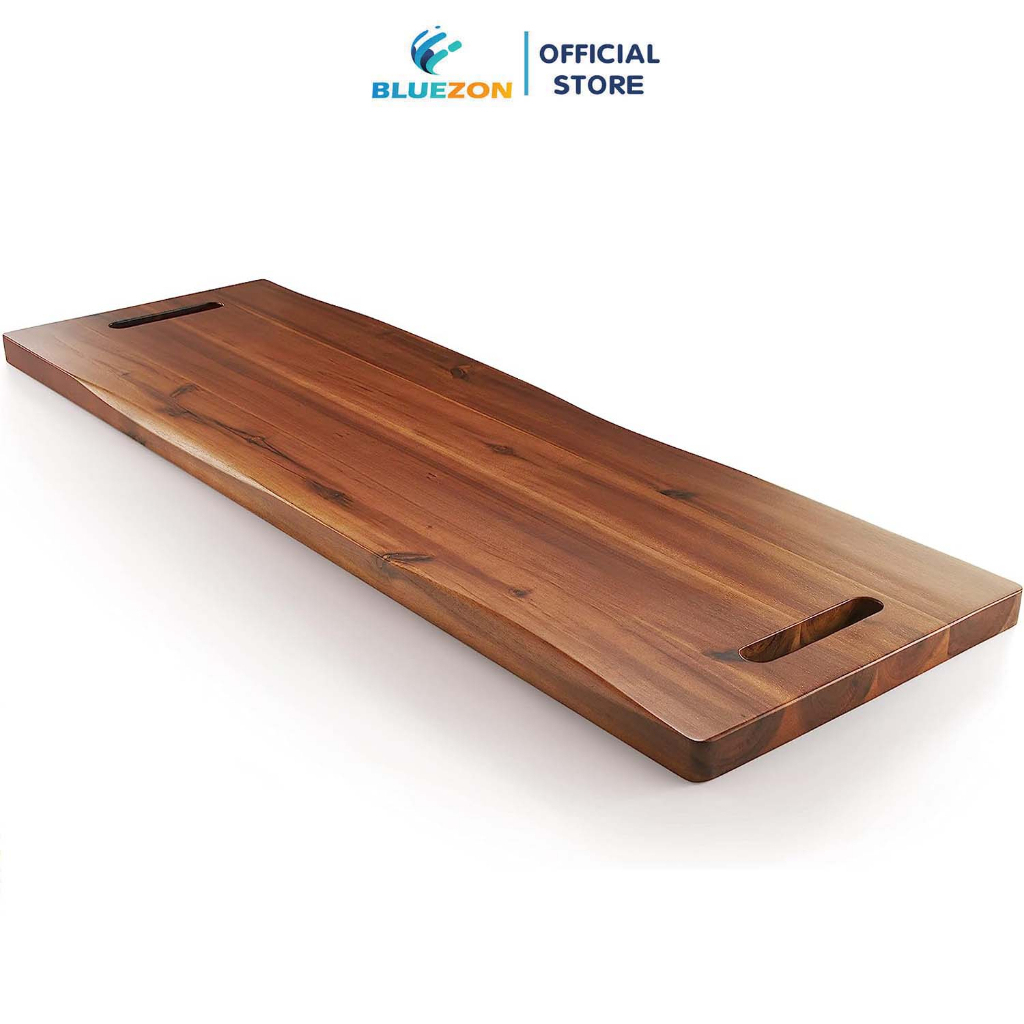 Khay gỗ loại to BLUEZON có tay cầm, mâm gỗ chữ nhật decor trang trí thức ăn
