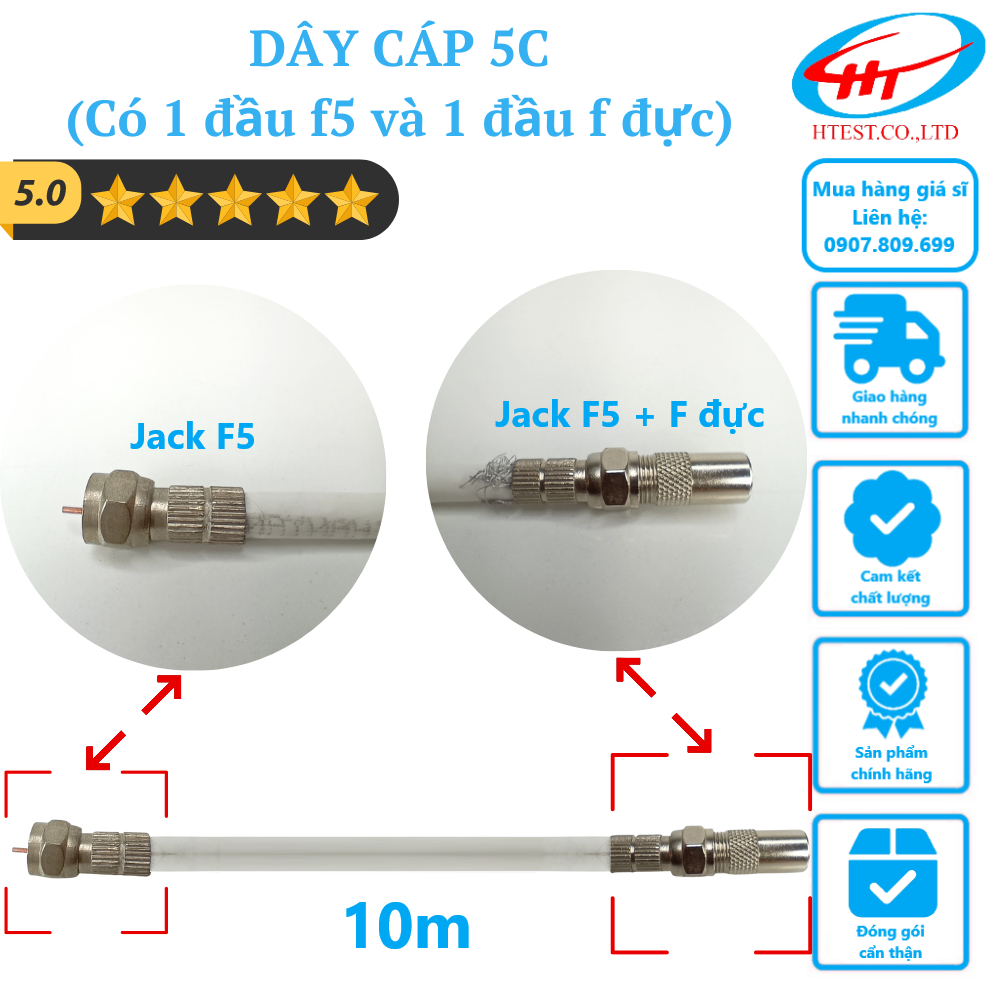 Dây Cáp Anten Đồng Trục 5C GR6 chính hãng AVG - An Viên - K+ - 2m 5m 10m 15m 20m