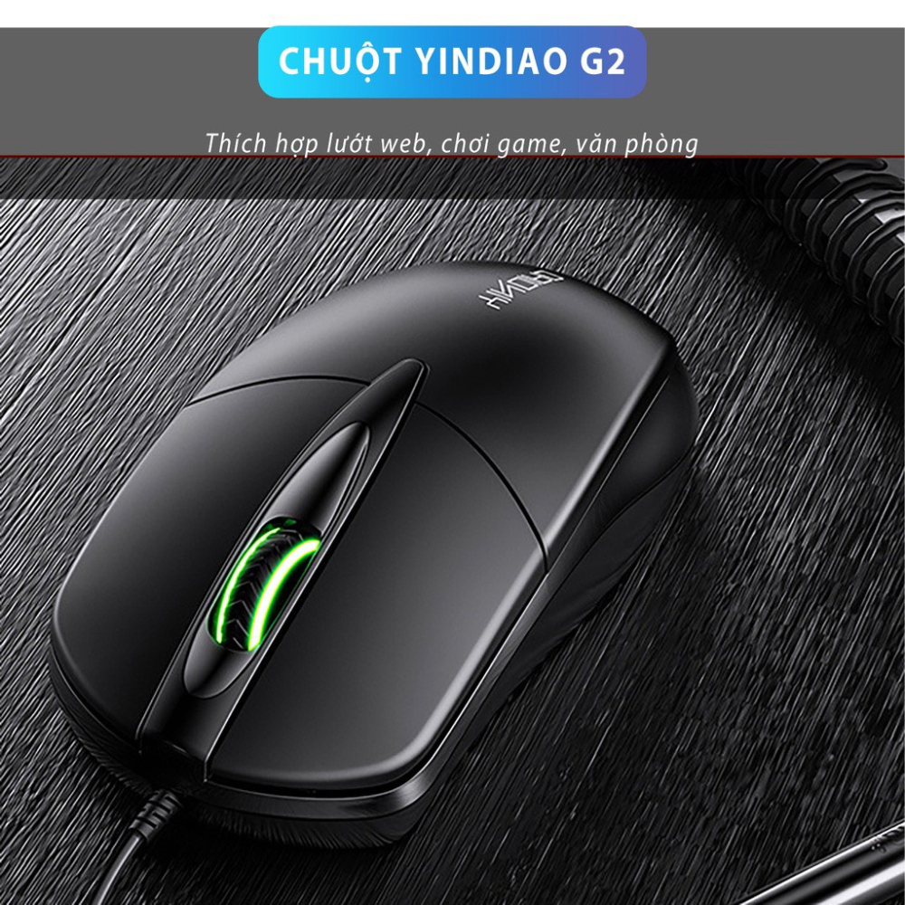 Chuột máy tính có dây văn phòng G2 công thái học LED RGB đẹp siêu bền HÀNG CHÍNH HÃNG bảo hành 1 đổi 1