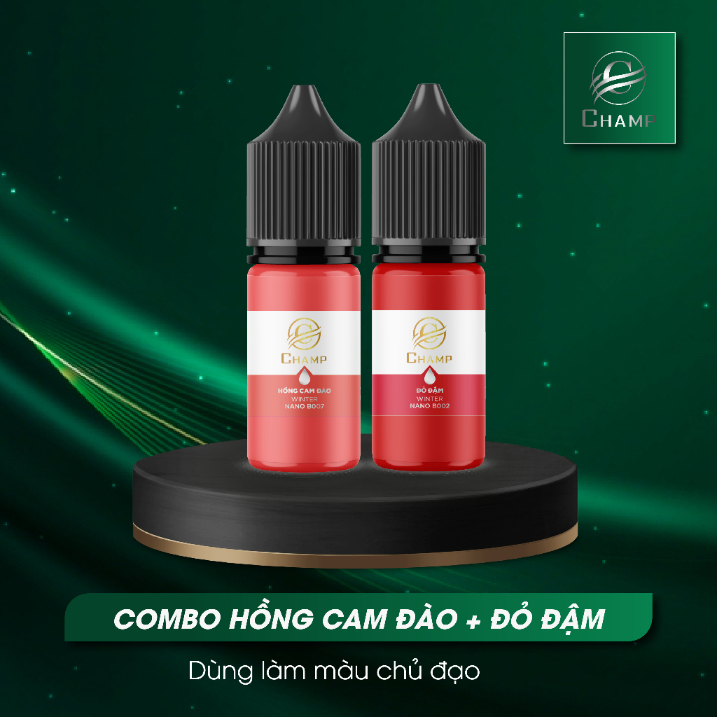 Set Hồng cam đào, Đỏ đậm CHAMP Vip mực Serum sánh mịn, chiết xuất từ thiên nhiên, hữu cơ an toàn lành tính 5ml,10ml