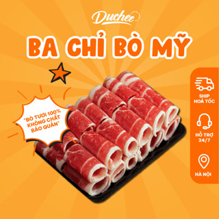 Ba Chỉ Bò Mỹ Cuộn Duchee, Khay 500gr, Thịt Bò Nhập Khẩu, Cao Cấp, Nạc Vừa, Ít Mỡ, Nhúng Lẩu Thơm Ngon