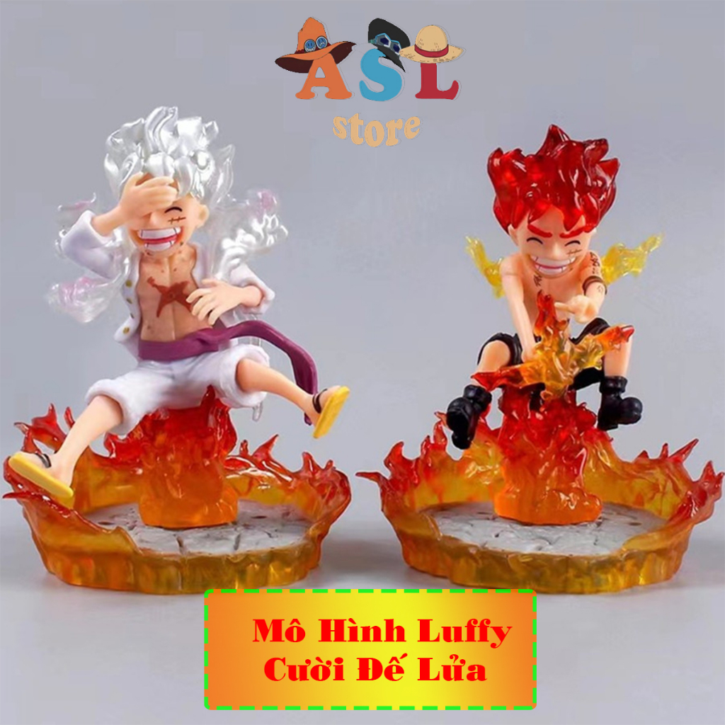 Mô hình One Piece Luffy gear 5 ngồi cười đế lửa cao 10cm cực dễ thương - ASL Shop mô hình Figure one piece