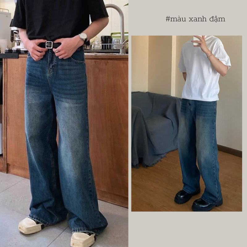 Quần jean dirt wash MÀU XANH ĐẬM 95