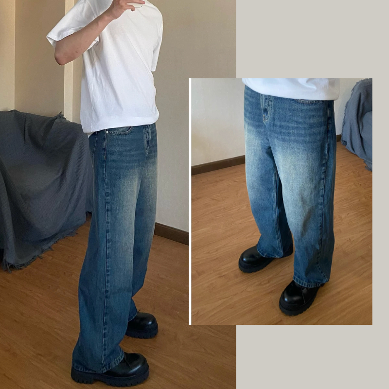 Quần jean dirt wash MÀU XANH ĐẬM 95