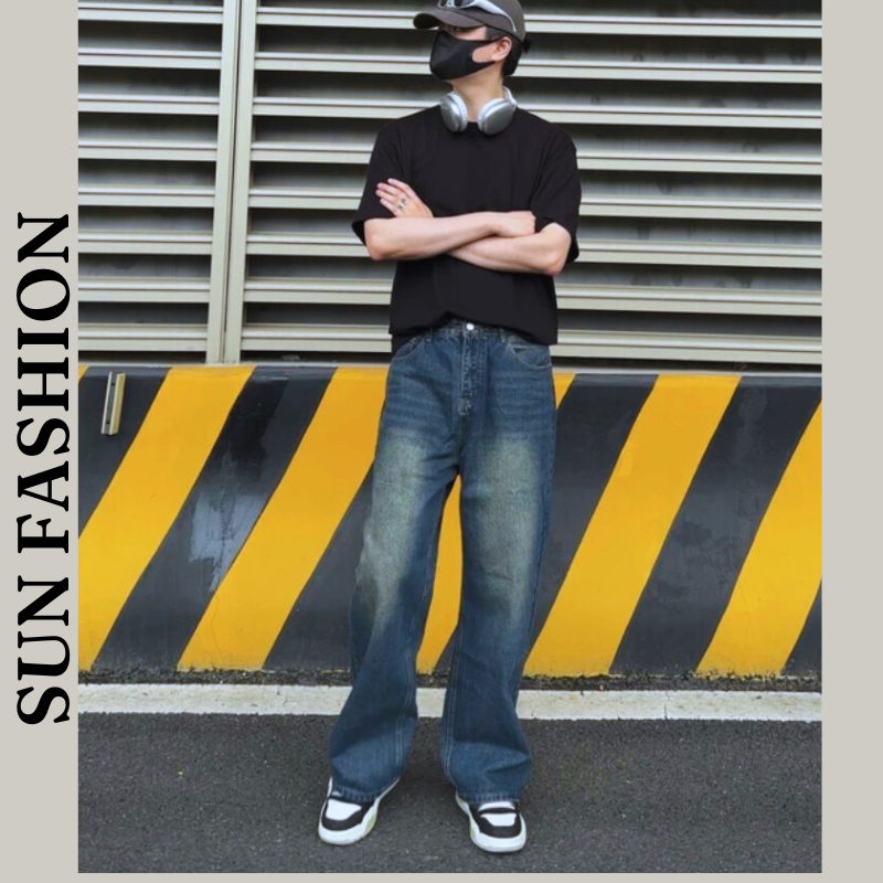 Quần jean dirt wash MÀU XANH ĐẬM 95