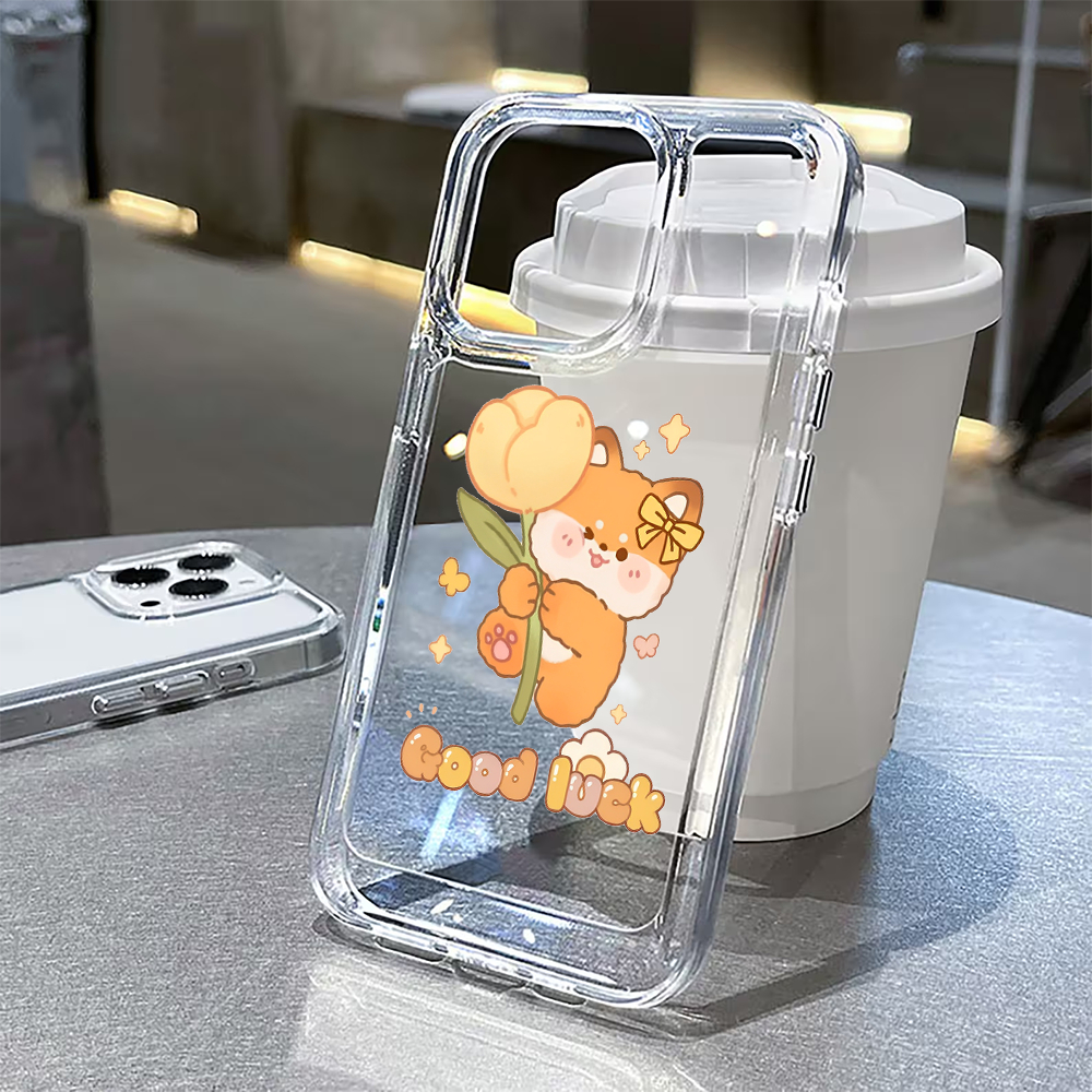 Ốp iphone gấu ôm hoa good luck hoạt hình dễ thương ốp điện thoại iphone lưng cứng iphone 14 13 12 11 Pro XS Max X XR 7 8