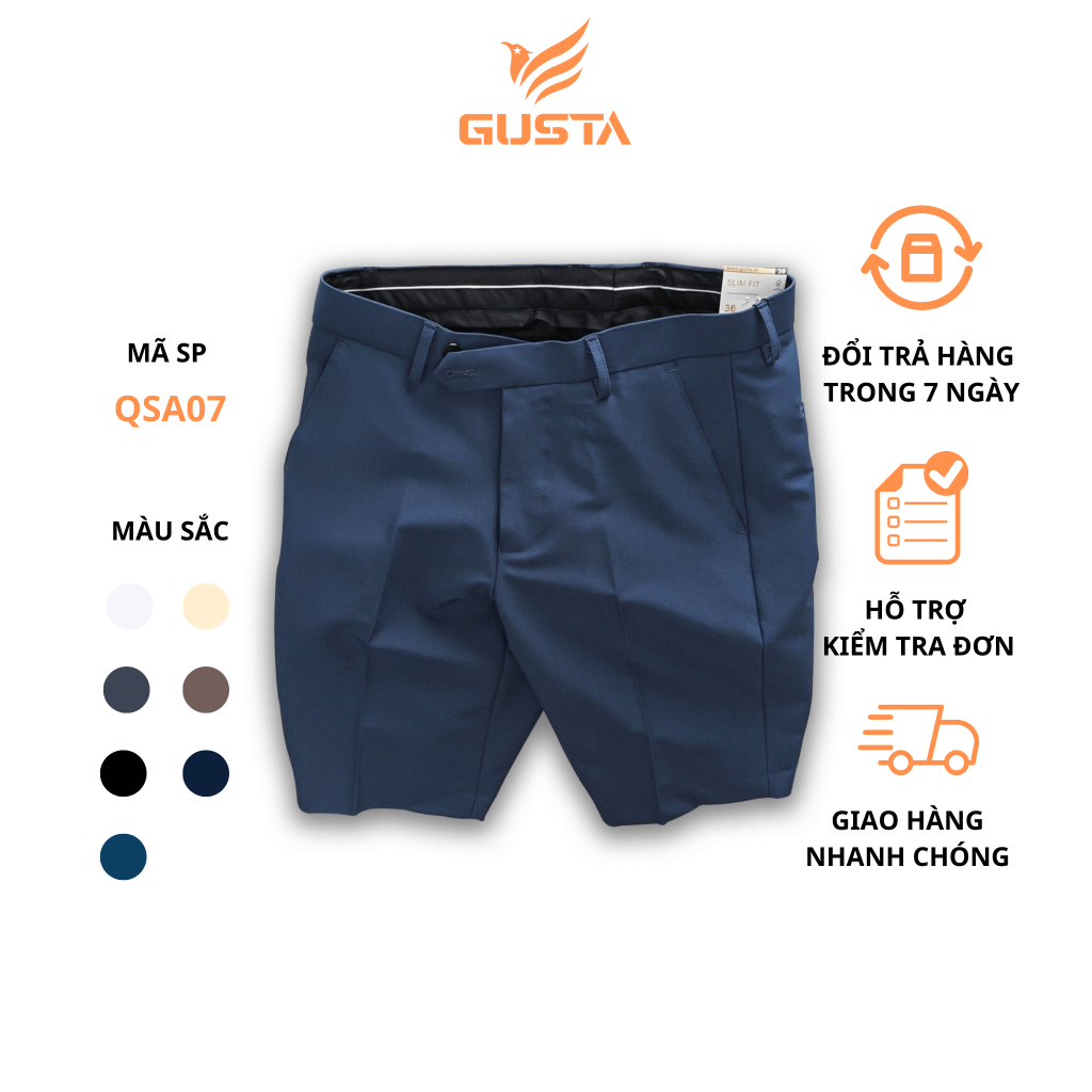 Quần Short Âu Nam GUSTA 7 màu dáng slimfit trẻ trung phong cách hiện đại Hàn Quốc - QSA07