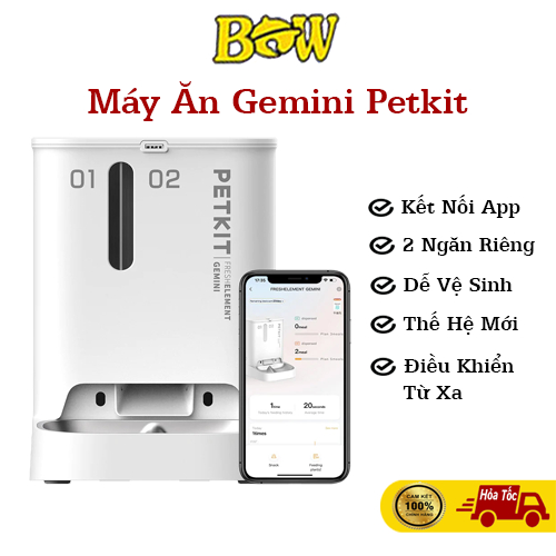 Máy Cho Ăn Tự Động Cho Chó Mèo 2 Ngăn 5L Petkit Fresh Elemnent Gemini