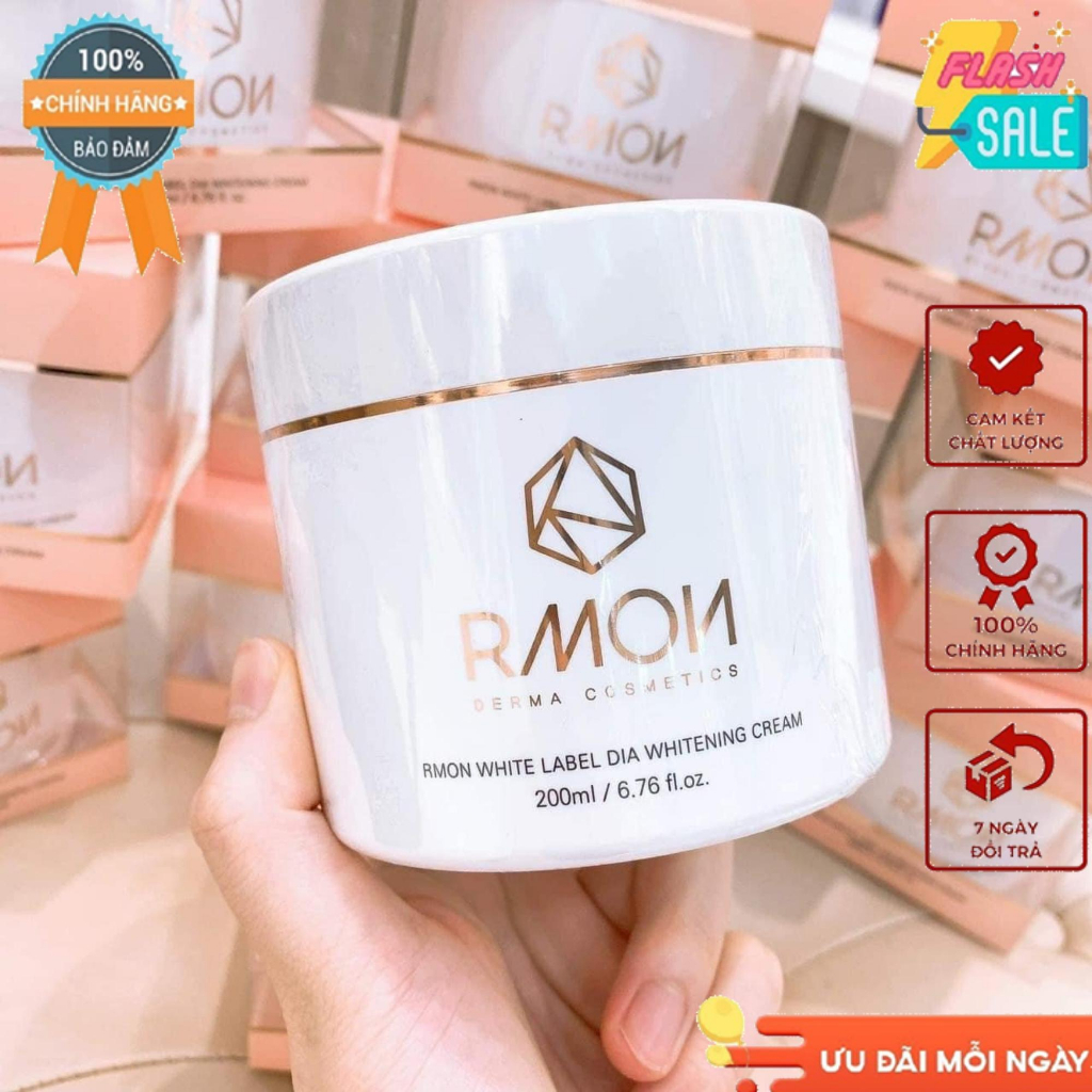 Kem dưỡng trắng da body Rmon White Label Dia Whitening Cream 200ml, [Có Tem QR Hàng Chuẩn] da sáng đều màu trắng hồng