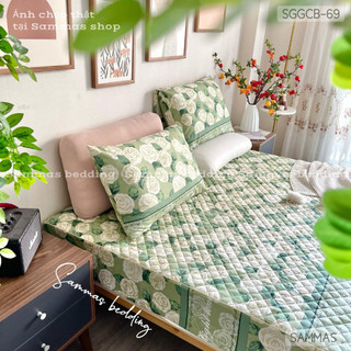 Bộ ga gối chần bông 3 món, drap giường vỏ gối cotton 100% size 1m6 - 1m8 - 2m2