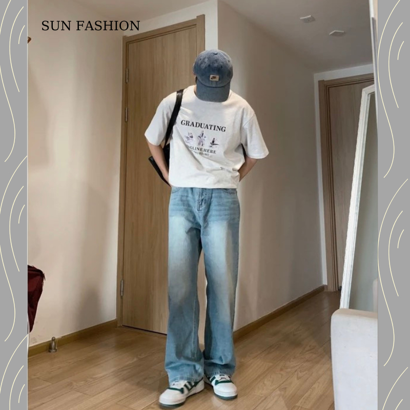 Quần jean wash MÀU XANH NHẠT 95