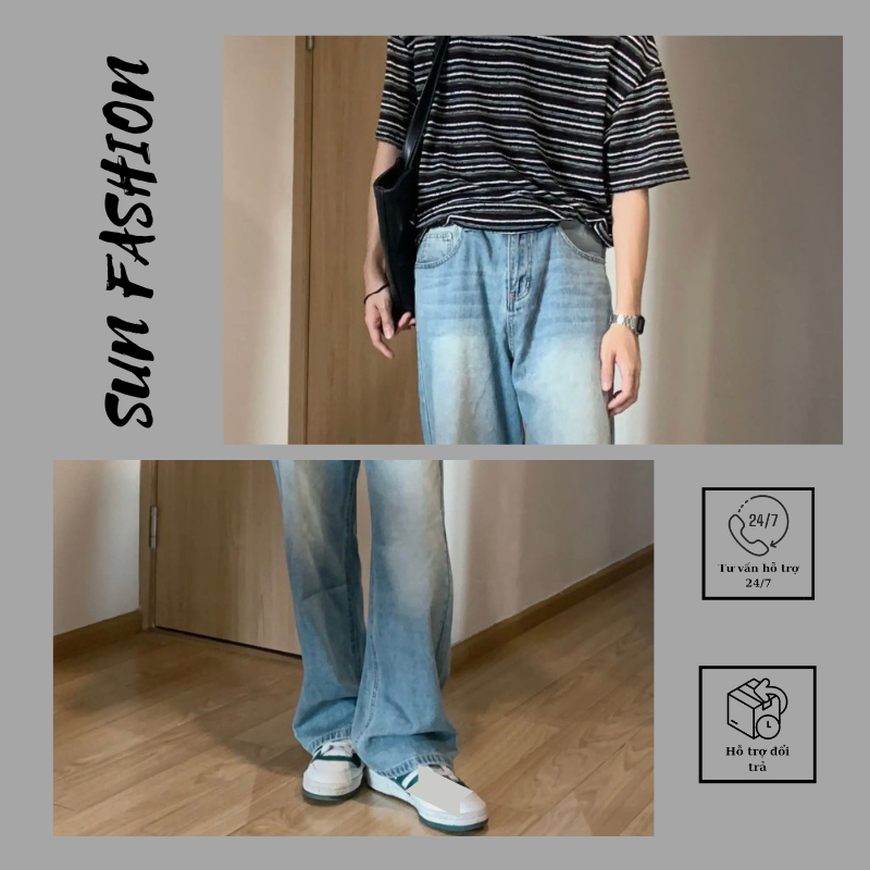 Quần jean wash MÀU XANH NHẠT 95