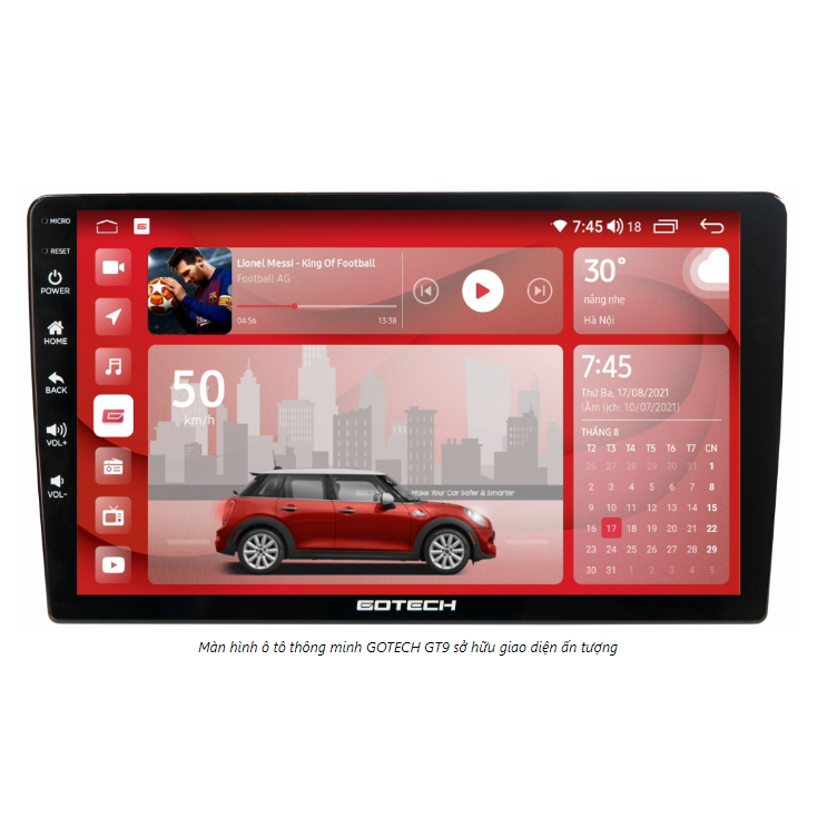 Màn hình android GOTECH GT9 lắp sim 4G ram4G-rom64G. Tặng mặt dưỡng theo xe ô tô. Màn dvd androi oto.