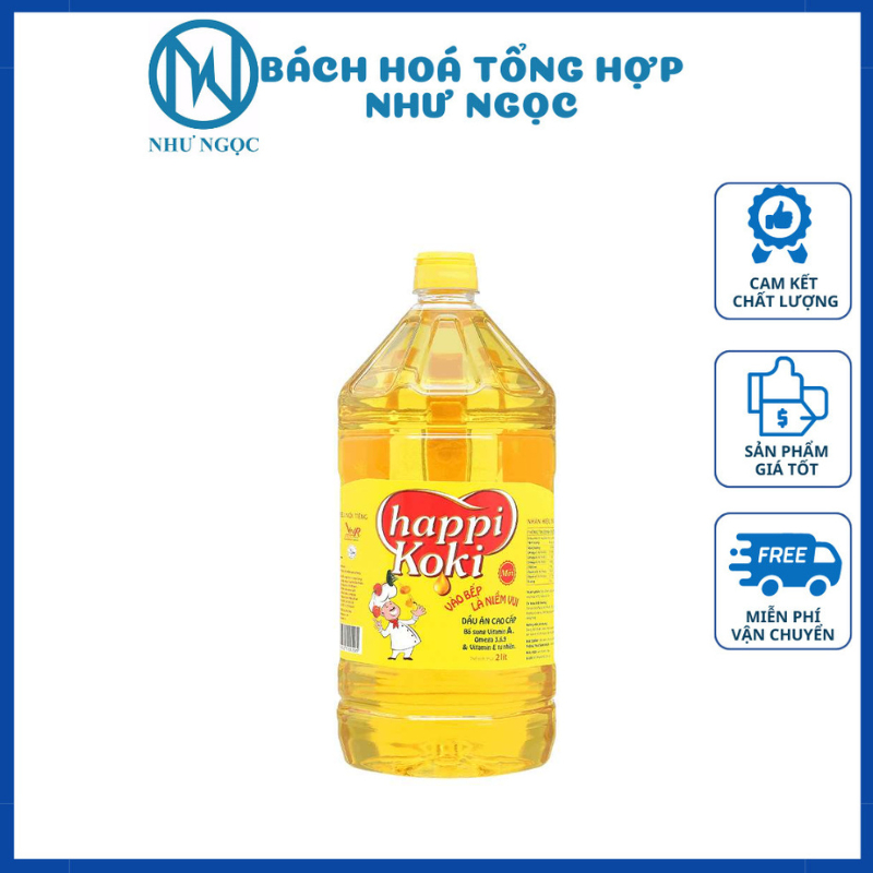Dầu Ăn Cao Cấp Happi Koki can 2 lit Giá Siêu Rẻ - Bách Hóa Tổng Hợp Như Ngọc