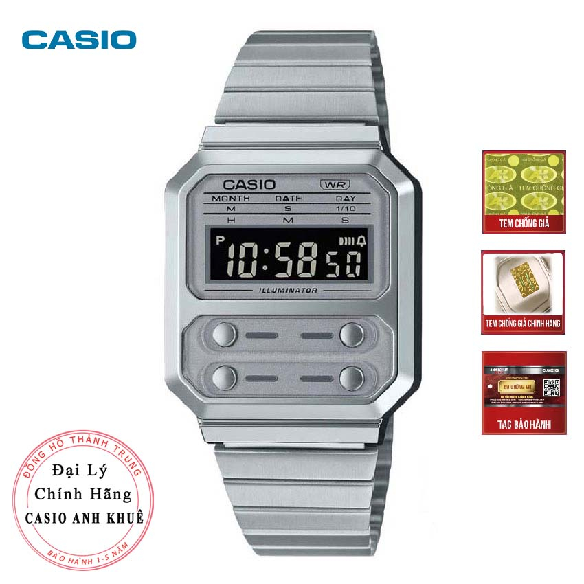 Đồng hồ Unisex Casio Vintage A100WE-7BDF dây kim loại