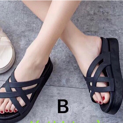 Dép bánh mì nữ, dép quai ngang,quai chéo ,đế cao,5-7cm.hottrend 2023 liệu eva chống ngấm nước