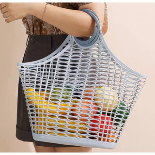 làn đi chợ làn nhựa dẻo silycon mây đan phong cách Hàn Quốc