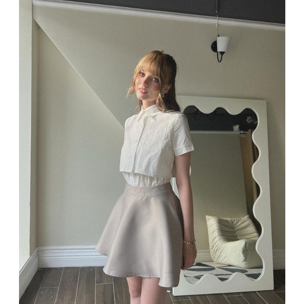 TIFFANY STUDIOS - Chân Váy Xòe Màu Bạc Thanh Lịch - NAMI SKIRT