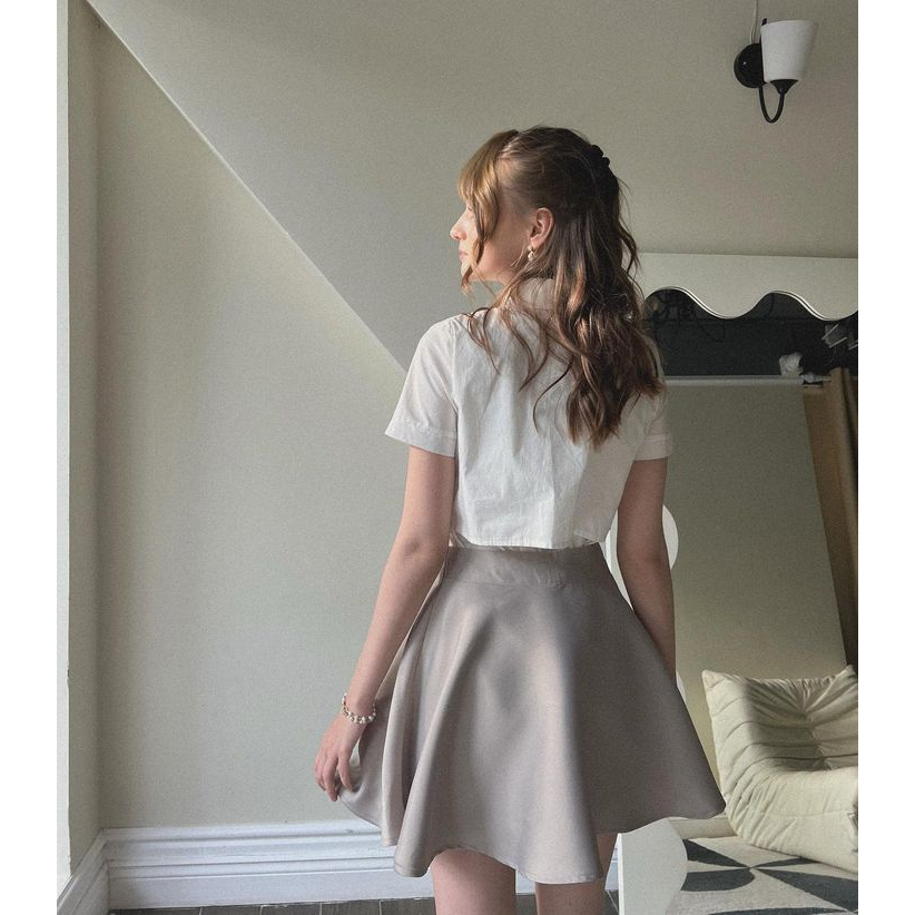 TIFFANY STUDIOS - Chân Váy Xòe Màu Bạc Thanh Lịch - NAMI SKIRT