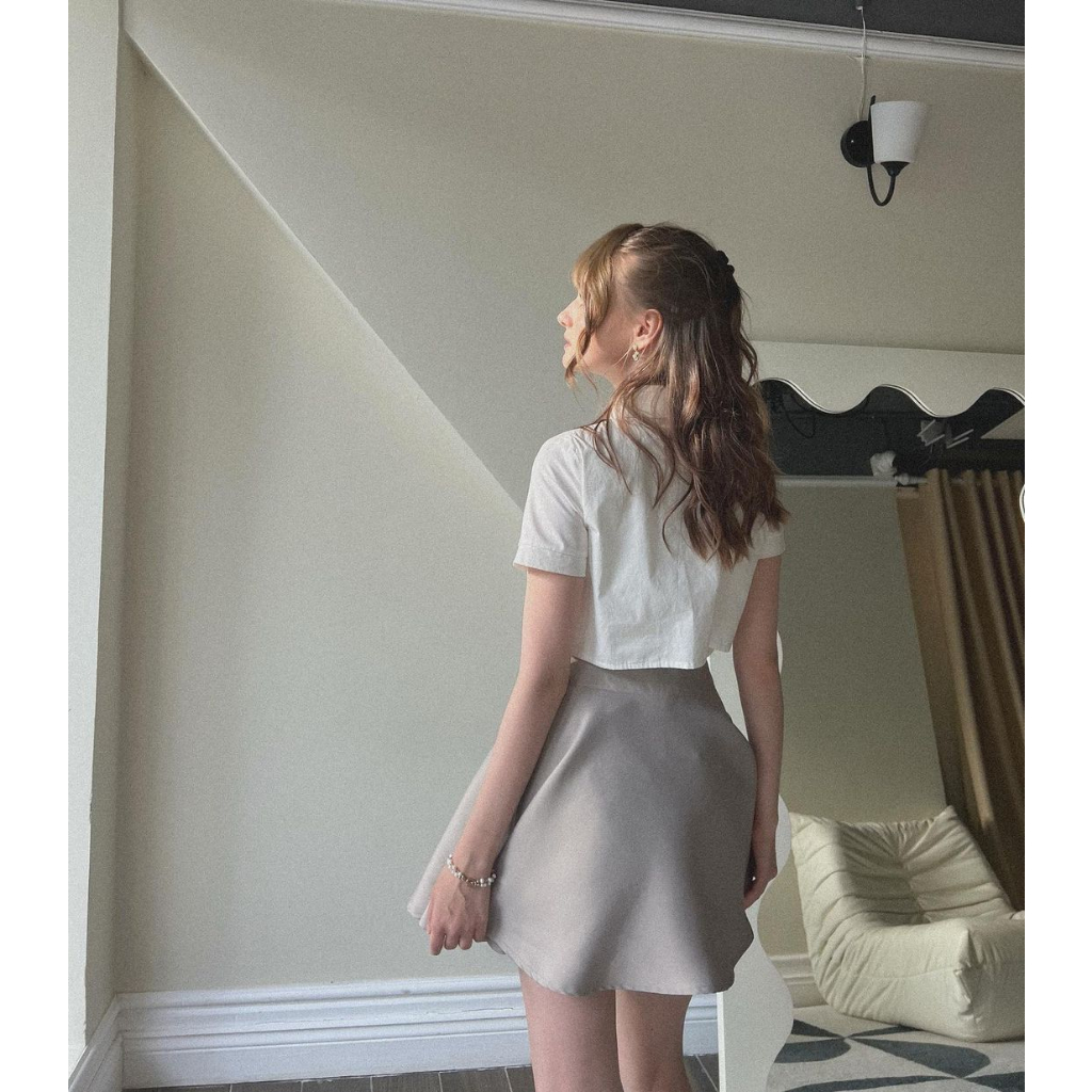 TIFFANY STUDIOS - Chân Váy Xòe Màu Bạc Thanh Lịch - NAMI SKIRT