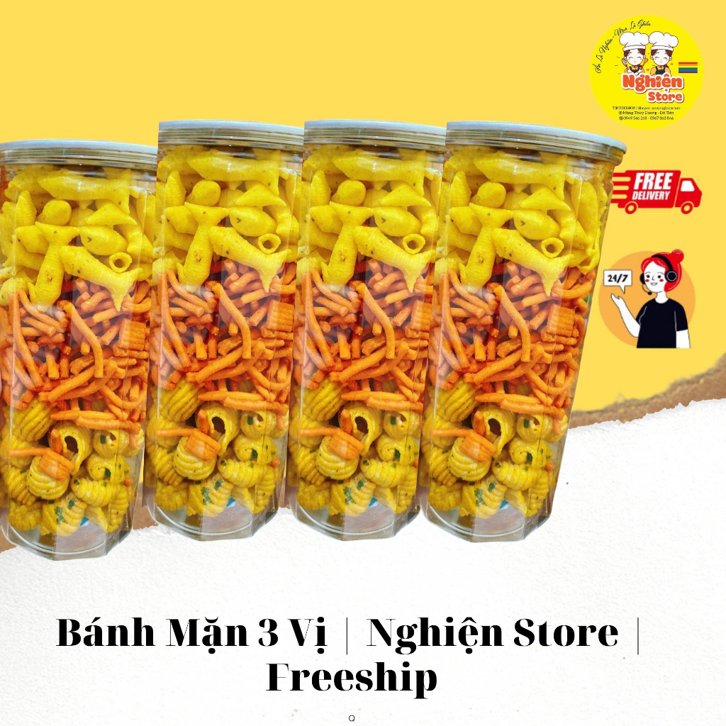 Đồ Ăn Vặt - Bánh Men - Bánh Mặn 3 Vị - Bánh Men 3 Vị - Bánh Gấu 3 Màu | Nghiện Store | Freeship