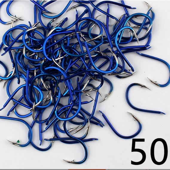 Móc câu Diếc, Chép, Rô >  Combo 50 chiếc móc câu màu xanh có ngạnh
