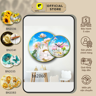 Tranh Đồng Hồ Đôi Tròn Các Loài Hoa  - Simple House, Treo Tường/Trang Trí Gian Khách, Decor Nơi Làm Việc/ Phòng Ngủ.
