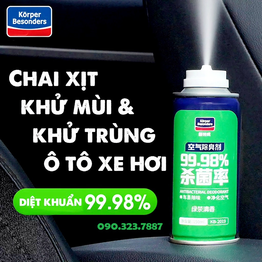 Chai Xịt Khử Mùi và Khử Trùng Máy Lạnh Ô Tô Korper Besonders làm sạch không khí vệ sinh điều hòa xe hơi