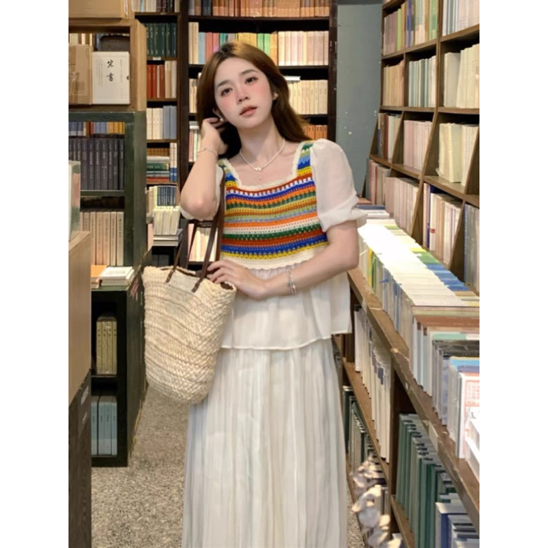 ORDER)- Set áo váy vintage Hàn Quốc hoạ tiết thổ cẩm Mới M02-Kèm ảnh thật