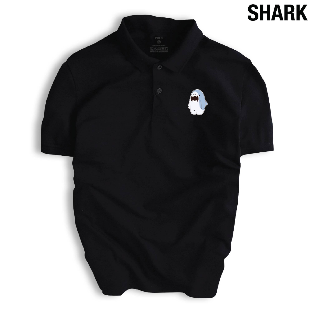 Áo thun Polo SHARK vải cá sấu co dãn 4 chiều họa tiết dễ thương