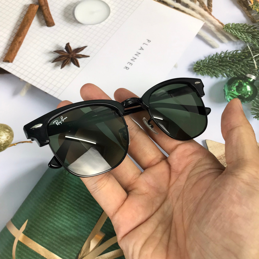 KÍNH CLUBMASTER GỌNG FULL ĐEN TRÒNG KÍNH XANH ĐEN FORM NAM NỮ UNISEX MADE IN ITALYY