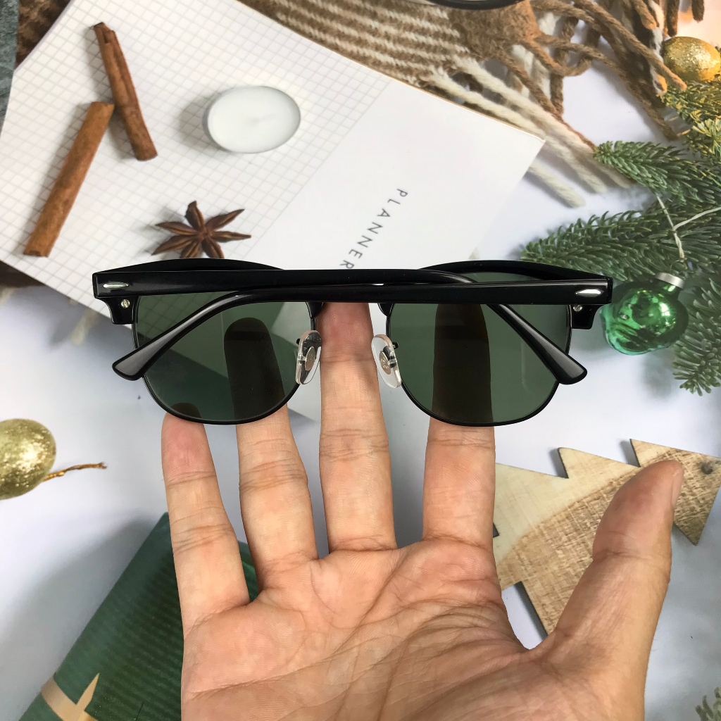 KÍNH CLUBMASTER GỌNG FULL ĐEN TRÒNG KÍNH XANH ĐEN FORM NAM NỮ UNISEX MADE IN ITALYY