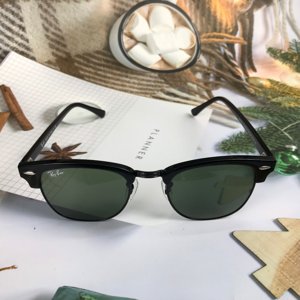 KÍNH CLUBMASTER GỌNG FULL ĐEN TRÒNG KÍNH XANH ĐEN FORM NAM NỮ UNISEX MADE IN ITALYY