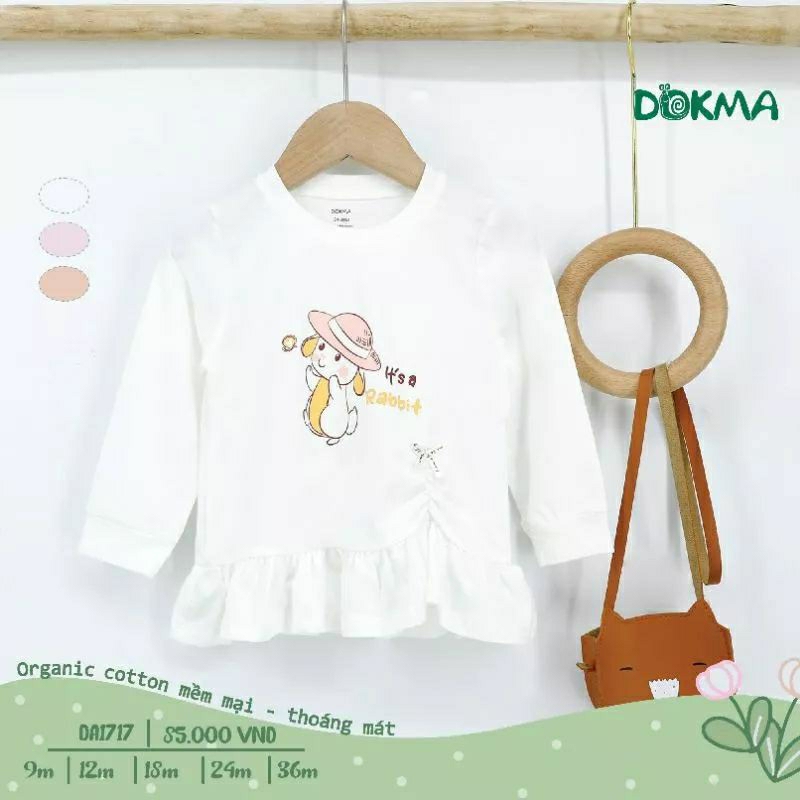 Áo dài tay cài vai bé gái Dokma 9-36M nhiều mẫu