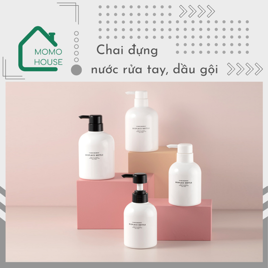 Chai Đựng Nước Rửa Tay, Dầu Gội, Dầu Xả 2 Màu MOMOHOUSE, Bình Đựng Nước Rửa Tay, Sữa Tắm Đa Năng 300ML 500ML