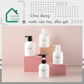 Chai đựng nước rửa tay, dầu gội, dầu xả 2 màu momohouse, bình đựng nước rửa tay, sữa tắm đa năng 300ml 500ml