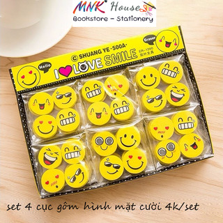 Set 4 cục gôm biểu cảm hình mặt cười
