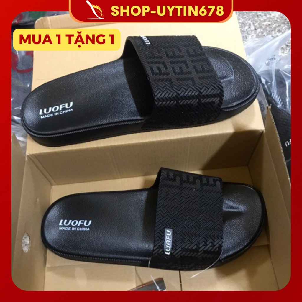 Dép Nam Quai Ngang Phong Cách Unisex Chất Nhựa Dẻo Cao Cấp Màu Đen Cá Tính Shop-uytin678