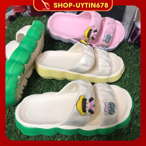 Dép Nữ Bánh Mỳ Quai Đúc Đính Sticker Dễ Thương Đế Cao Nhiều Màu Siêu Nhẹ Đi Cực Êm Chân Shop-uytin678