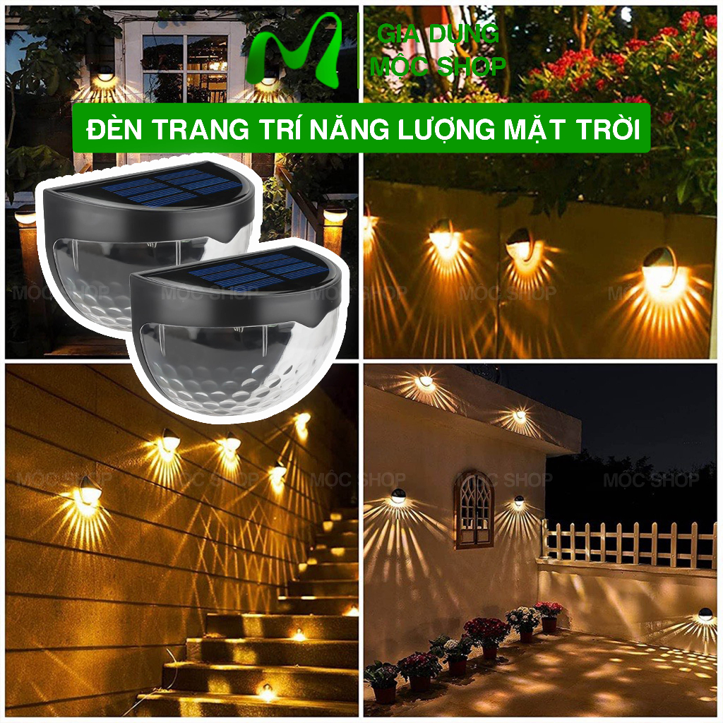 Đèn Led Năng Lượng Mặt Trời Hình Bán Nguyệt Gắn Tường Trang Trí Sân Vườn Chống Thấm Nước Ánh Sáng Vàng Hắt Tường
